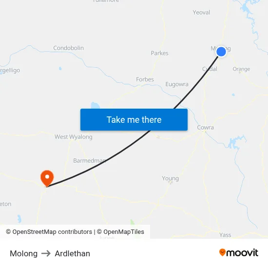 Molong to Ardlethan map