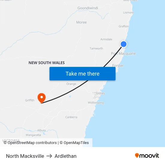 North Macksville to Ardlethan map