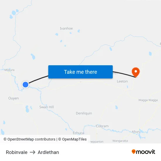 Robinvale to Ardlethan map