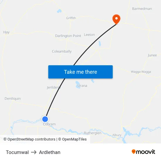 Tocumwal to Ardlethan map