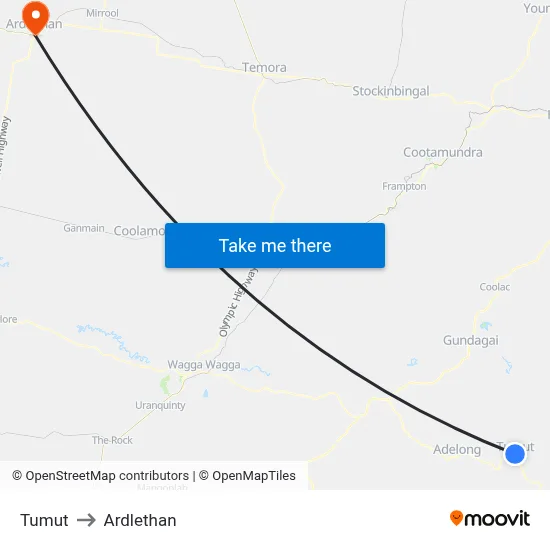 Tumut to Ardlethan map