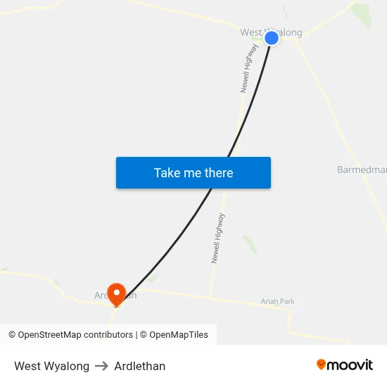 West Wyalong to Ardlethan map