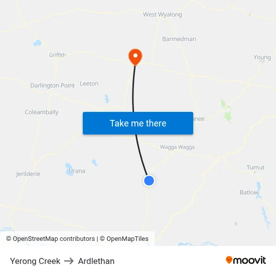 Yerong Creek to Ardlethan map