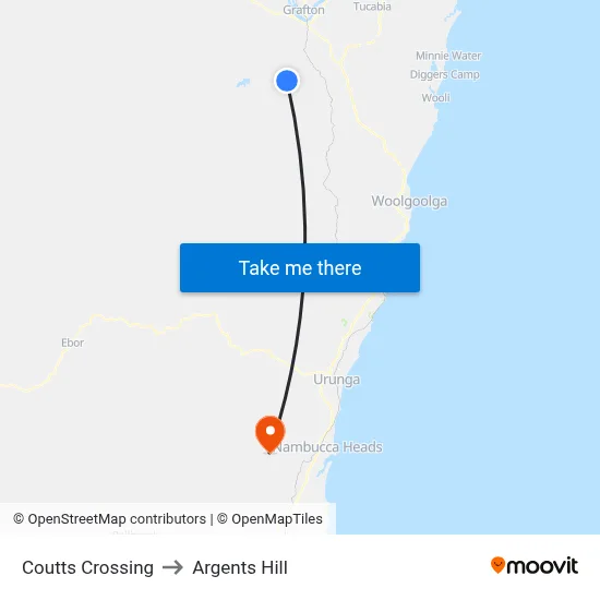 Coutts Crossing to Argents Hill map