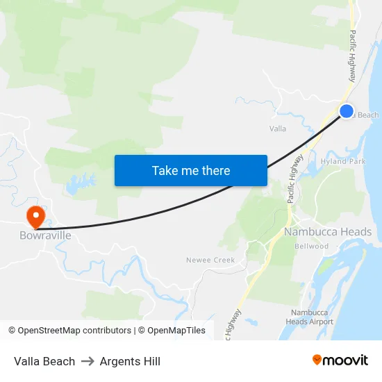 Valla Beach to Argents Hill map