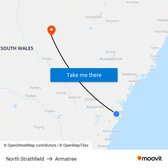 North Strathfield to Armatree map