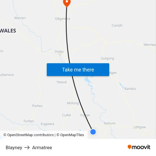 Blayney to Armatree map