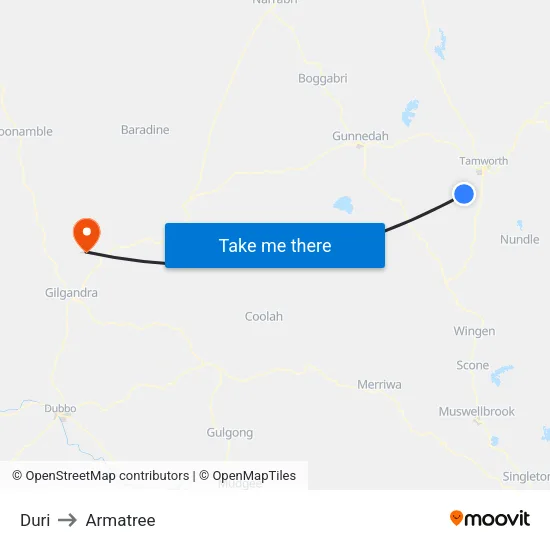 Duri to Armatree map