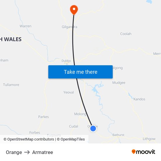 Orange to Armatree map