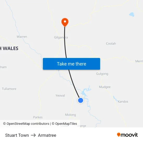 Stuart Town to Armatree map