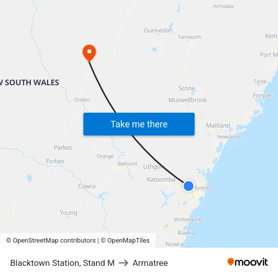Blacktown Station, Stand M to Armatree map