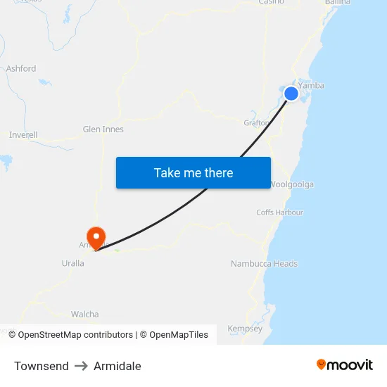 Townsend to Armidale map