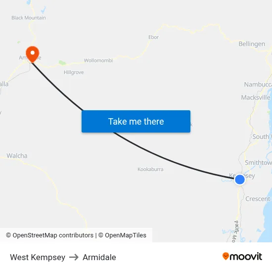 West Kempsey to Armidale map