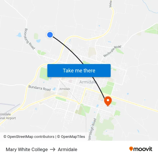 Mary White College to Armidale map