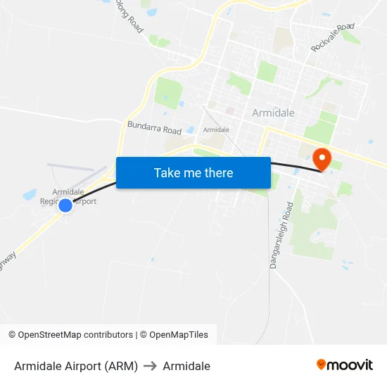 Armidale Airport (ARM) to Armidale map