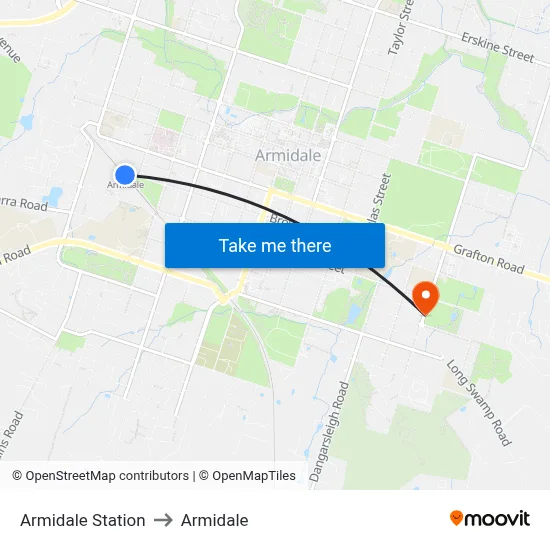 Armidale Station to Armidale map