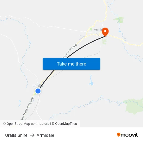 Uralla Shire to Armidale map