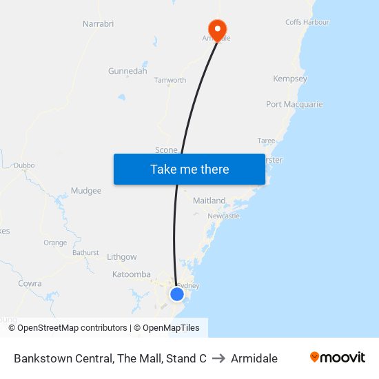 Bankstown Central, The Mall, Stand C to Armidale map