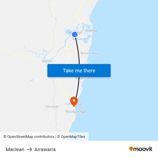 Maclean to Arrawarra map