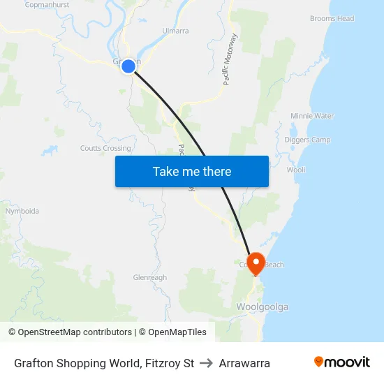 Grafton Shopping World, Fitzroy St to Arrawarra map
