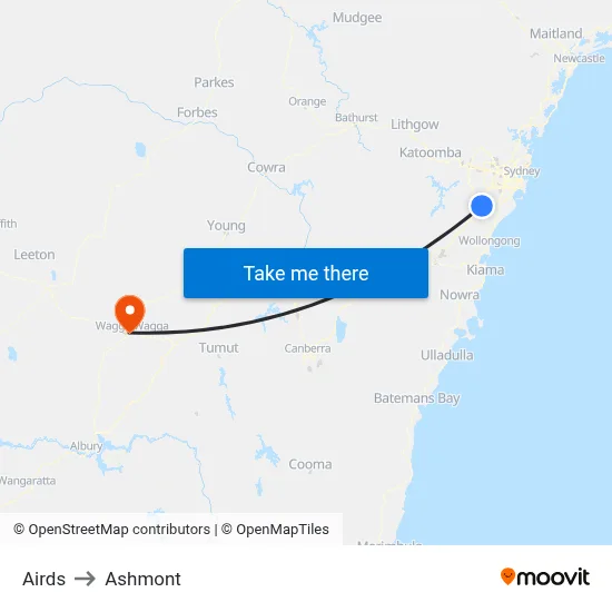 Airds to Ashmont map