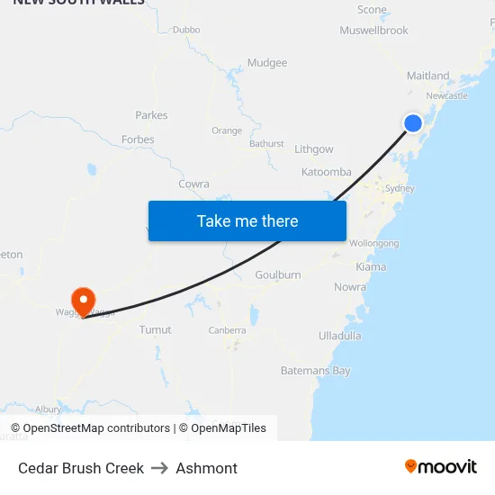Cedar Brush Creek to Ashmont map