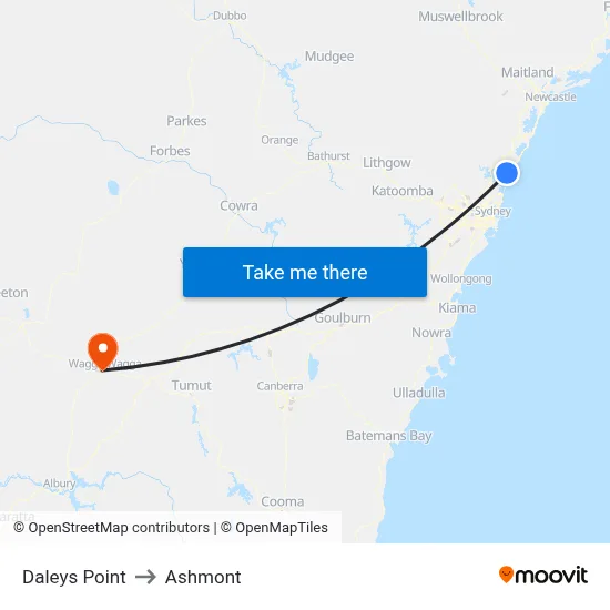 Daleys Point to Ashmont map