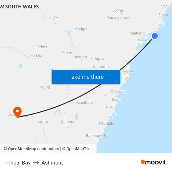 Fingal Bay to Ashmont map