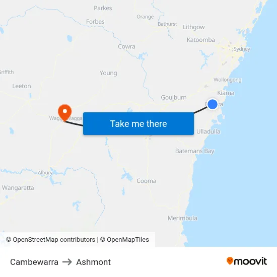 Cambewarra to Ashmont map