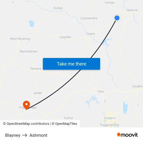 Blayney to Ashmont map