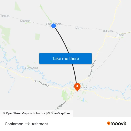 Coolamon to Ashmont map