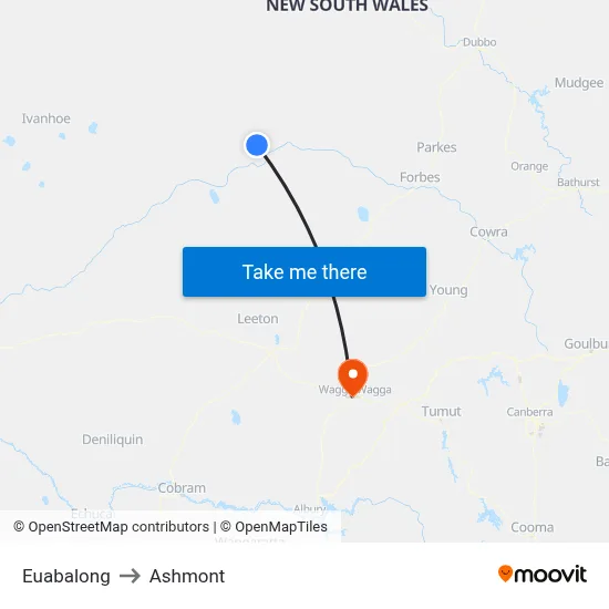 Euabalong to Ashmont map