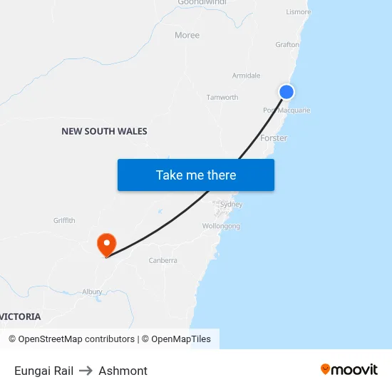 Eungai Rail to Ashmont map