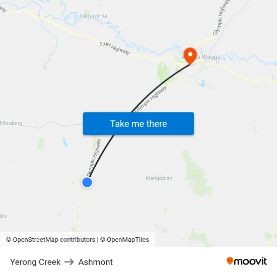 Yerong Creek to Ashmont map