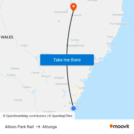 Albion Park Rail to Attunga map