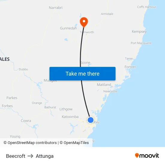 Beecroft to Attunga map