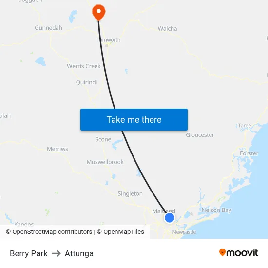 Berry Park to Attunga map