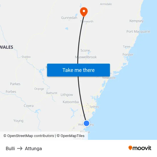 Bulli to Attunga map