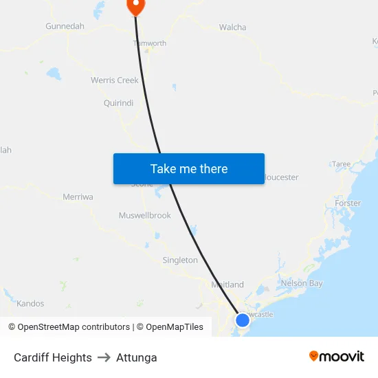 Cardiff Heights to Attunga map