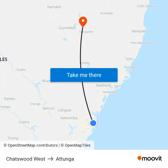 Chatswood West to Attunga map