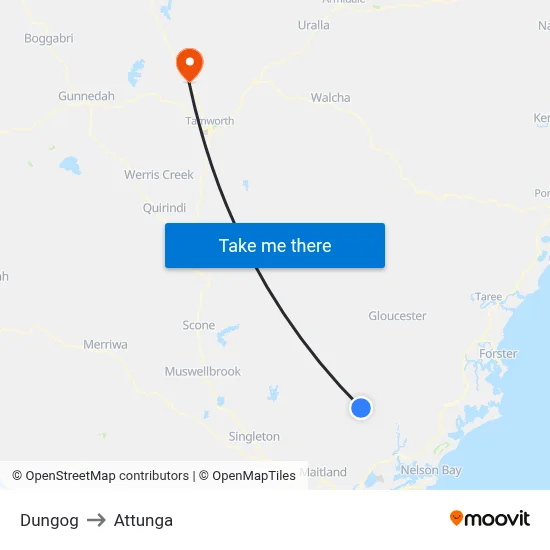 Dungog to Attunga map