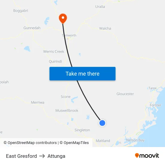 East Gresford to Attunga map