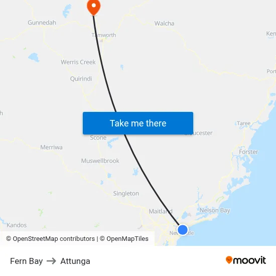 Fern Bay to Attunga map