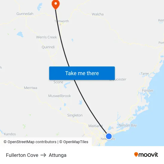 Fullerton Cove to Attunga map