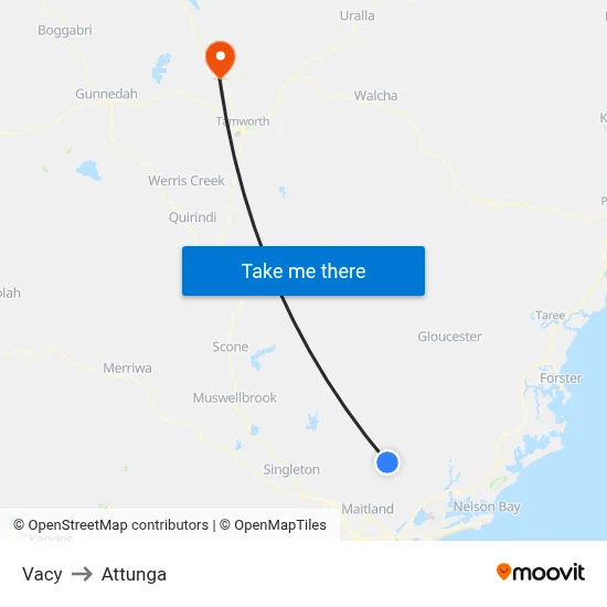 Vacy to Attunga map