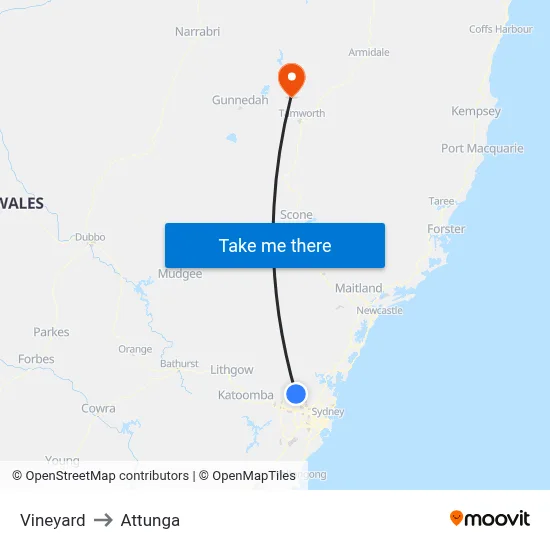 Vineyard to Attunga map