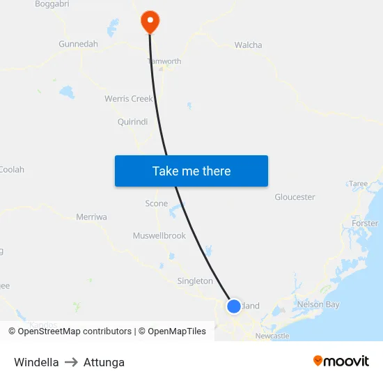 Windella to Attunga map