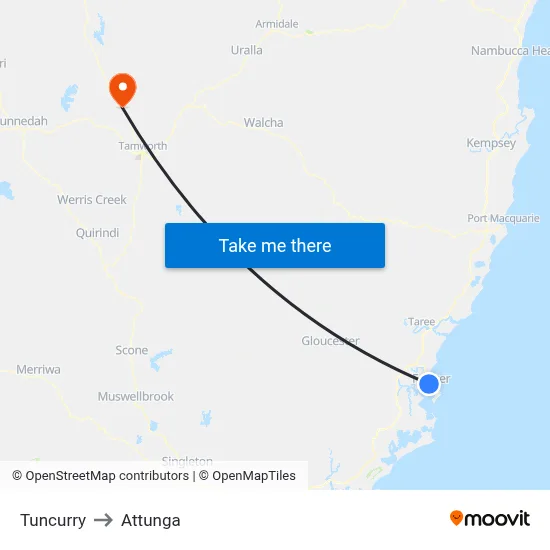 Tuncurry to Attunga map