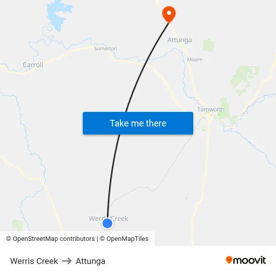 Werris Creek to Attunga map