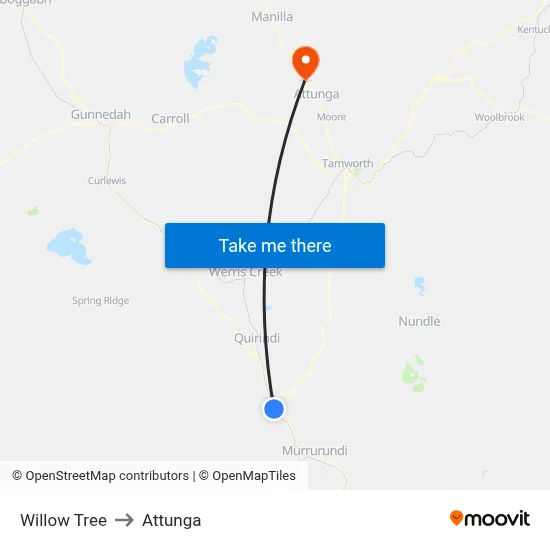 Willow Tree to Attunga map